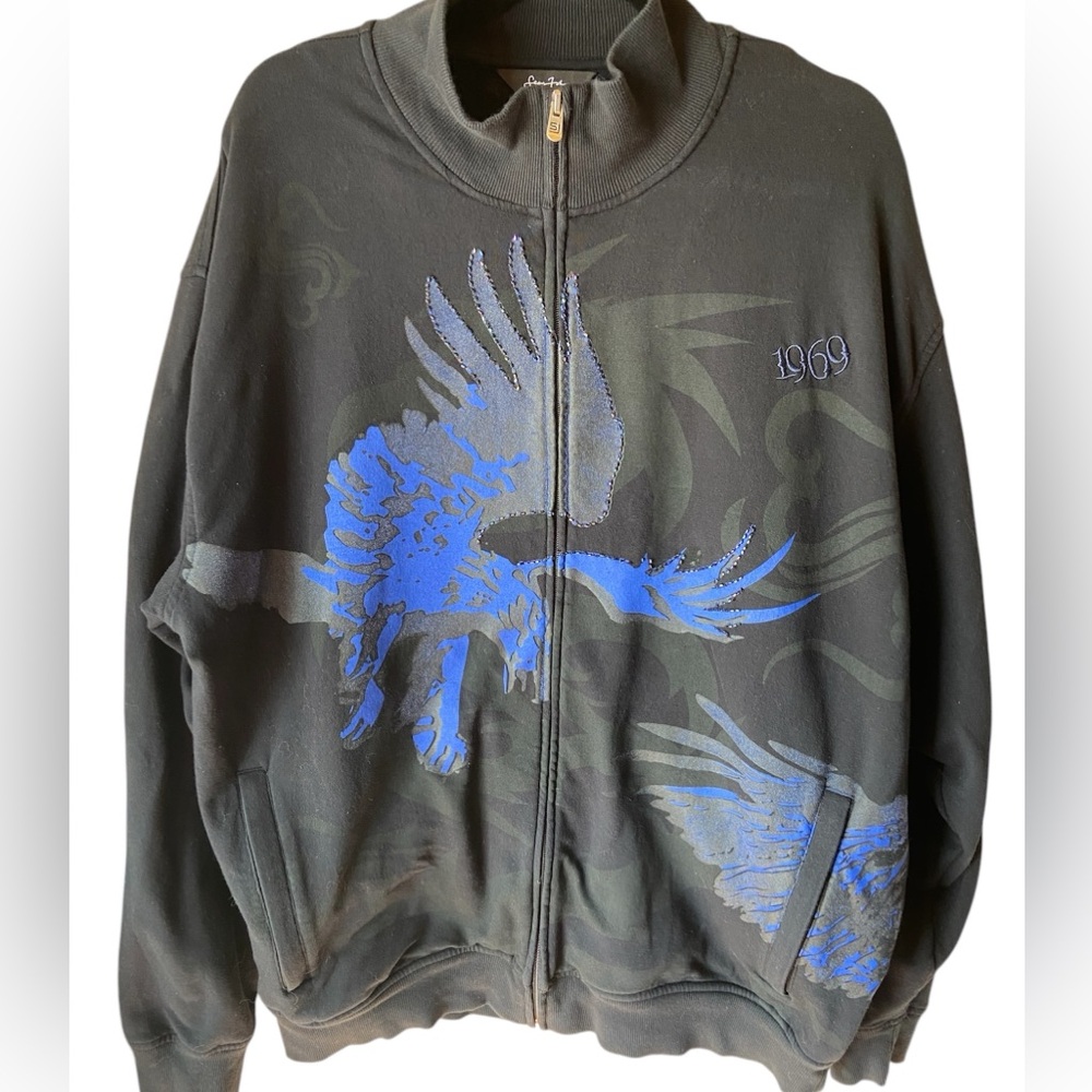 Vintage Sean John zip up sweatshirt, Eagles on front with bead detailing, XL